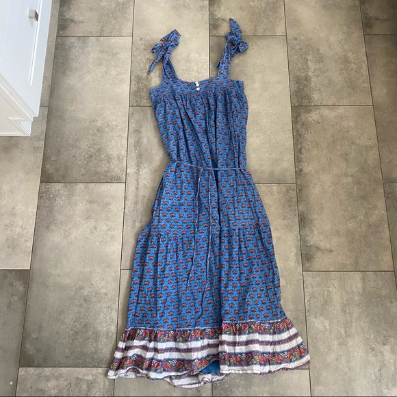 Anthropologie Cleobella India Midi Dress Blue Cotton Floral Size Small - Picture 4 of 11
